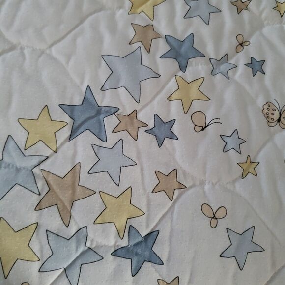 1986 Precious Moments Boy w/ Teddy Bear Quilted Crib Comforter Eyelet Trim 42x33 - Picture 4 of 8